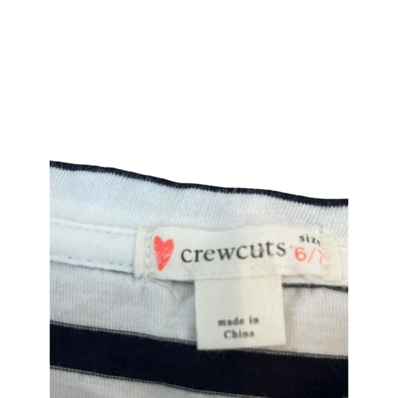 Crewcuts Navy/White Striped Top with Gold Crinkle Bow - Size 6/7 Girls - Picture 6 of 8